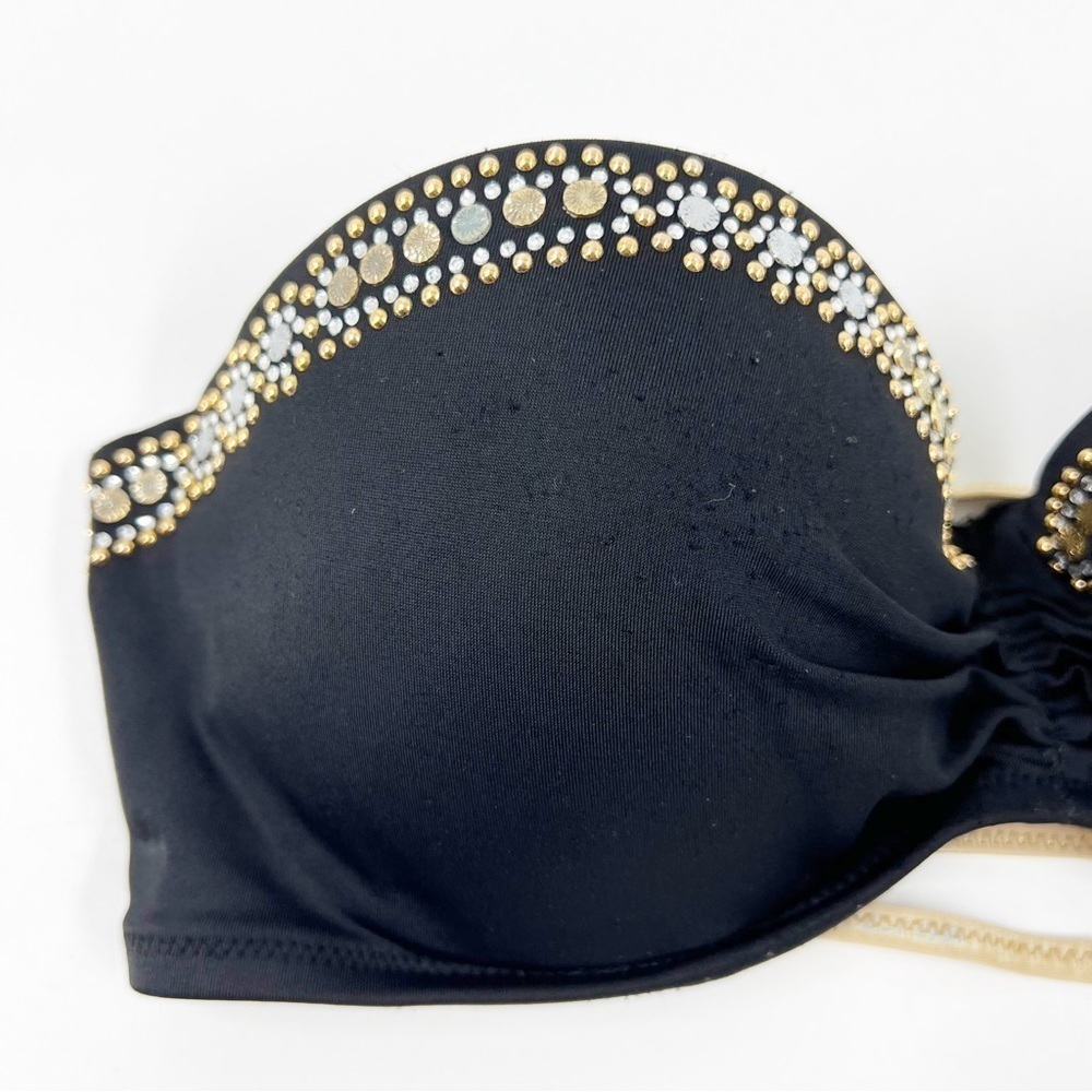 ✅ VINTAGE Victoria's Secret Bikini Top 34C Flirt Bandeau Strapless Black‎ - Picture 7 of 8